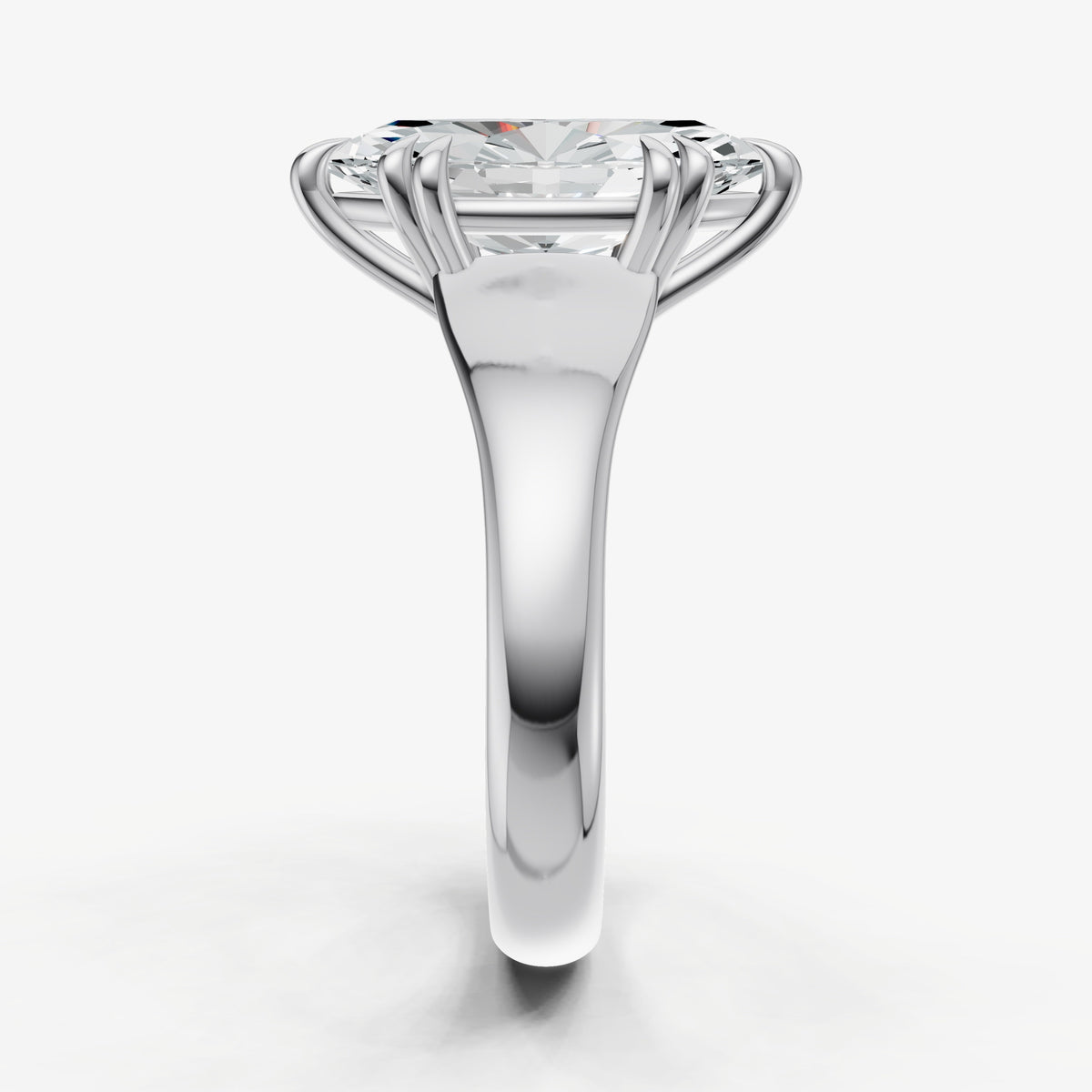 Large Taper Marquise Engagment Ring with Double Claws