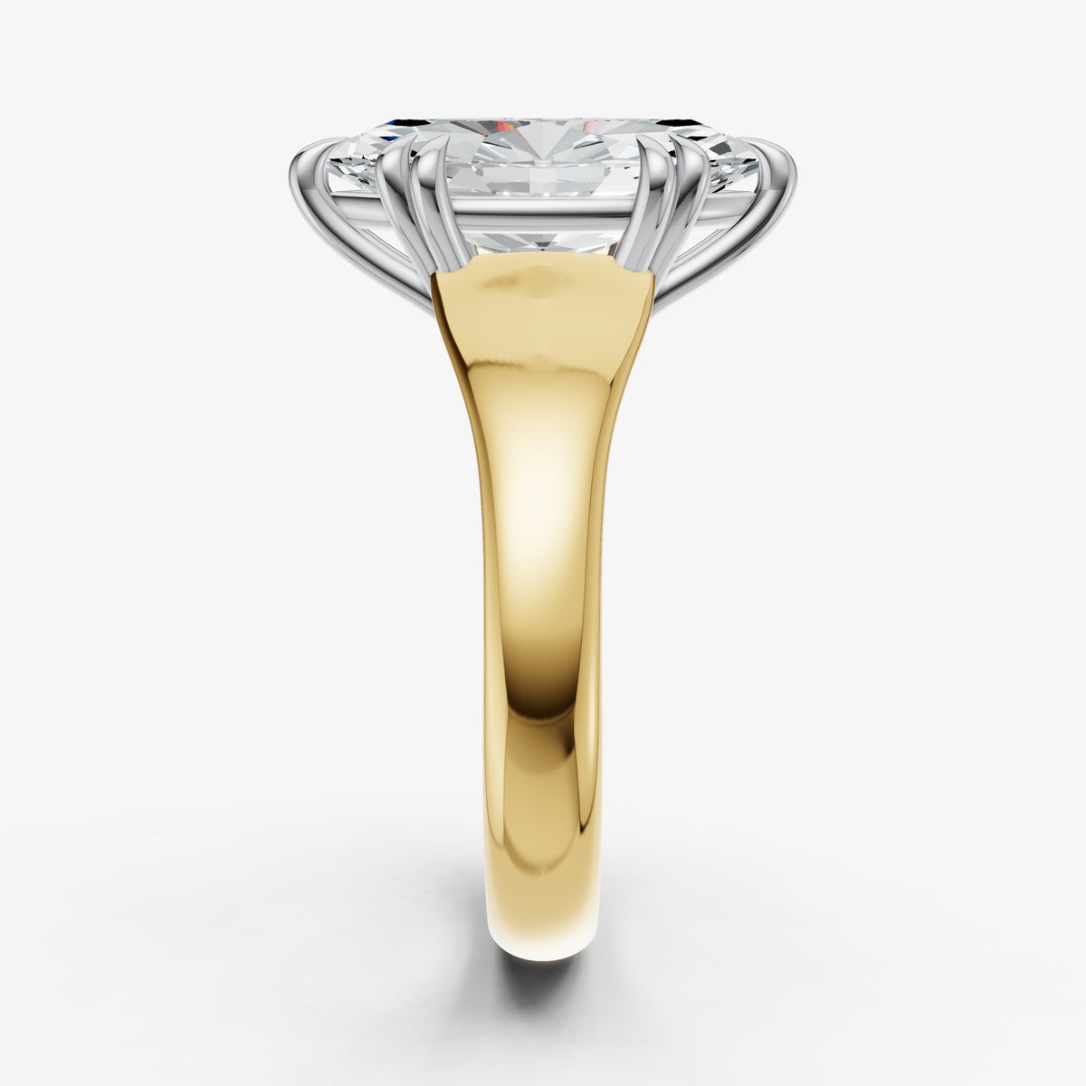 Large Taper Marquise Engagment Ring with Double Claws