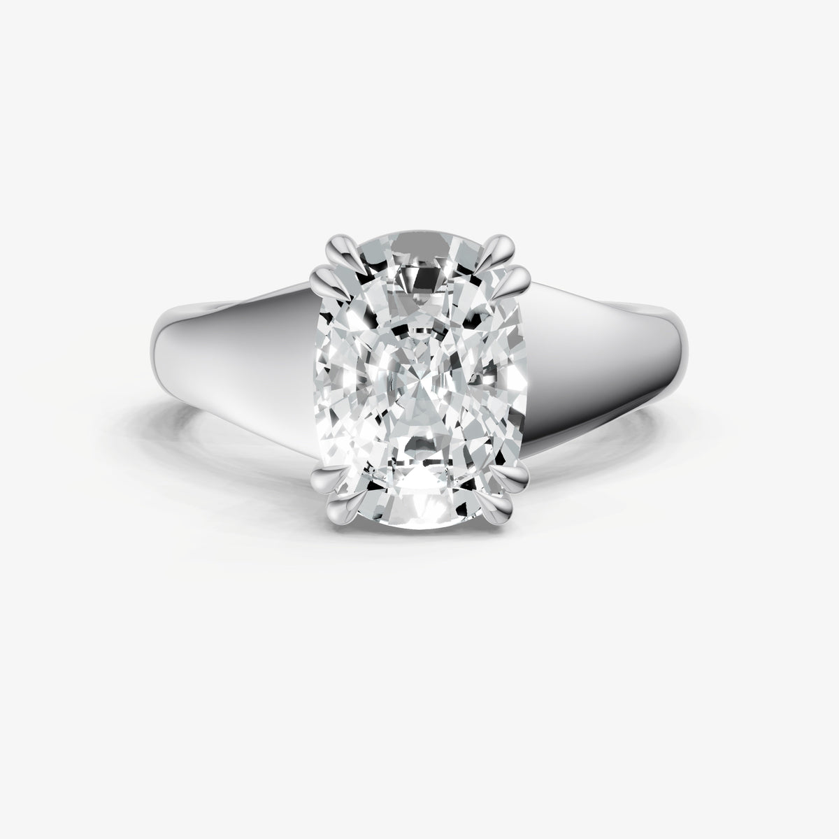 Large Taper Old Miner Engagment Ring with Double Claws
