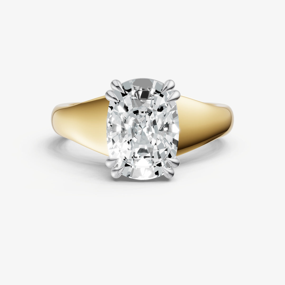 Large Taper Old Miner Engagment Ring with Double Claws