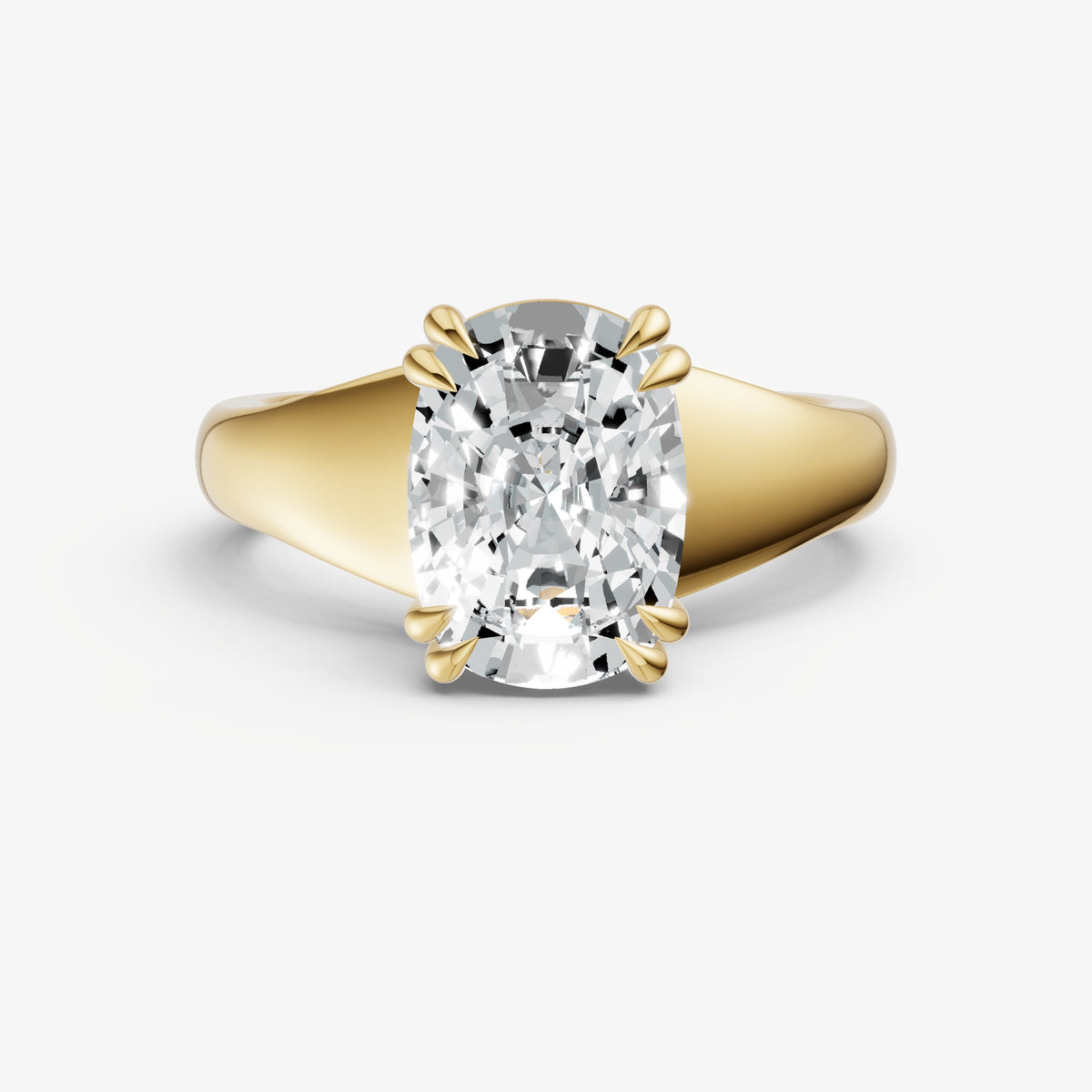 Large Taper Old Miner Engagment Ring with Double Claws