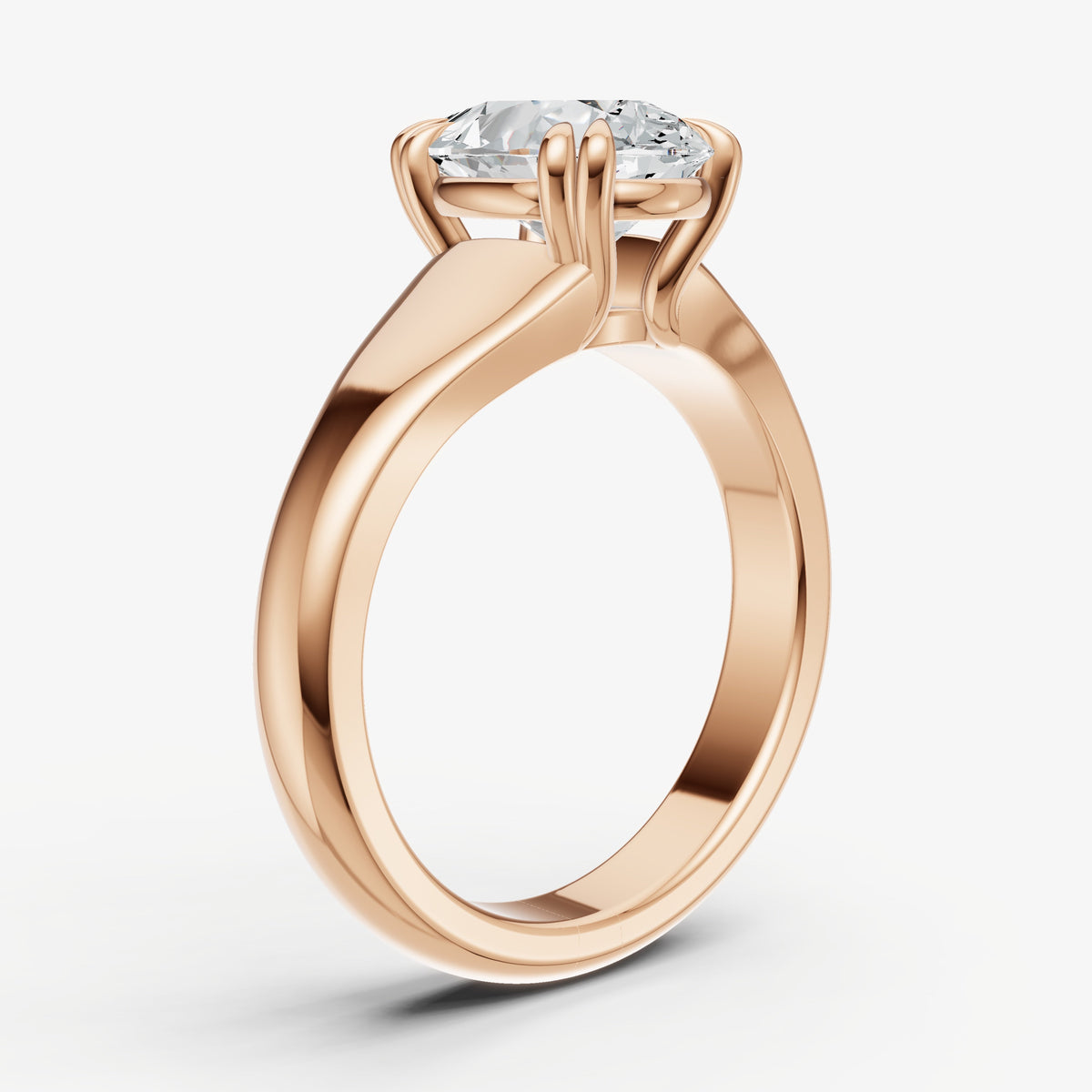 Large Taper Oval Engagment Ring with Double Claws