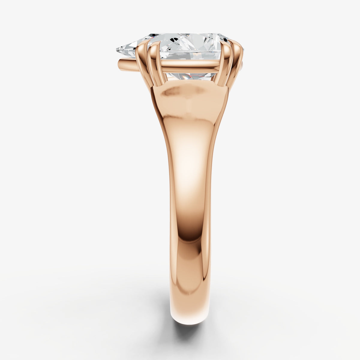 Large Taper Oval Engagment Ring with Double Claws