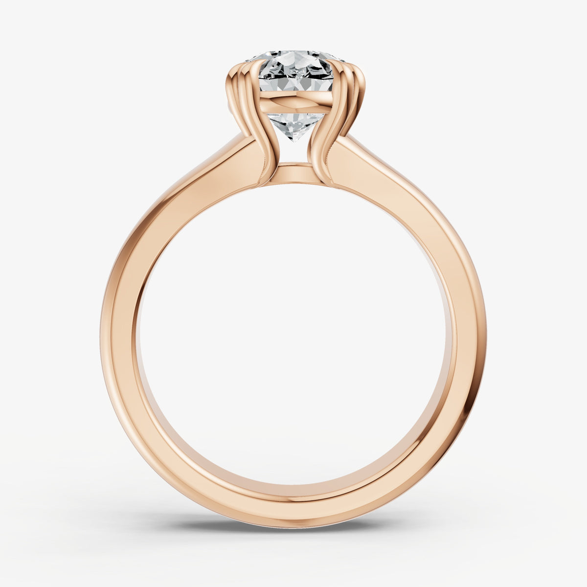 Large Taper Oval Engagment Ring with Double Claws