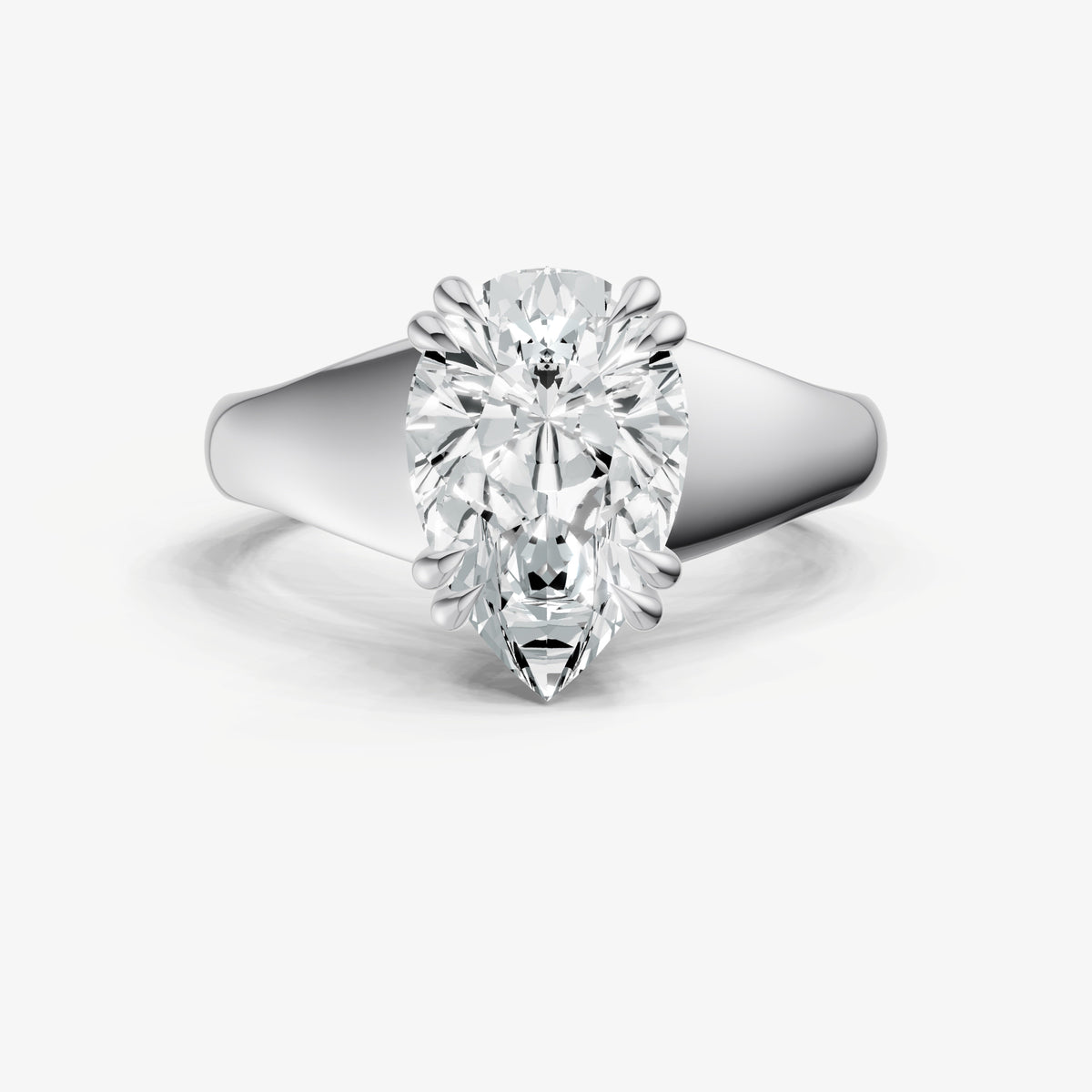 Large Taper Oval Engagment Ring with Double Claws