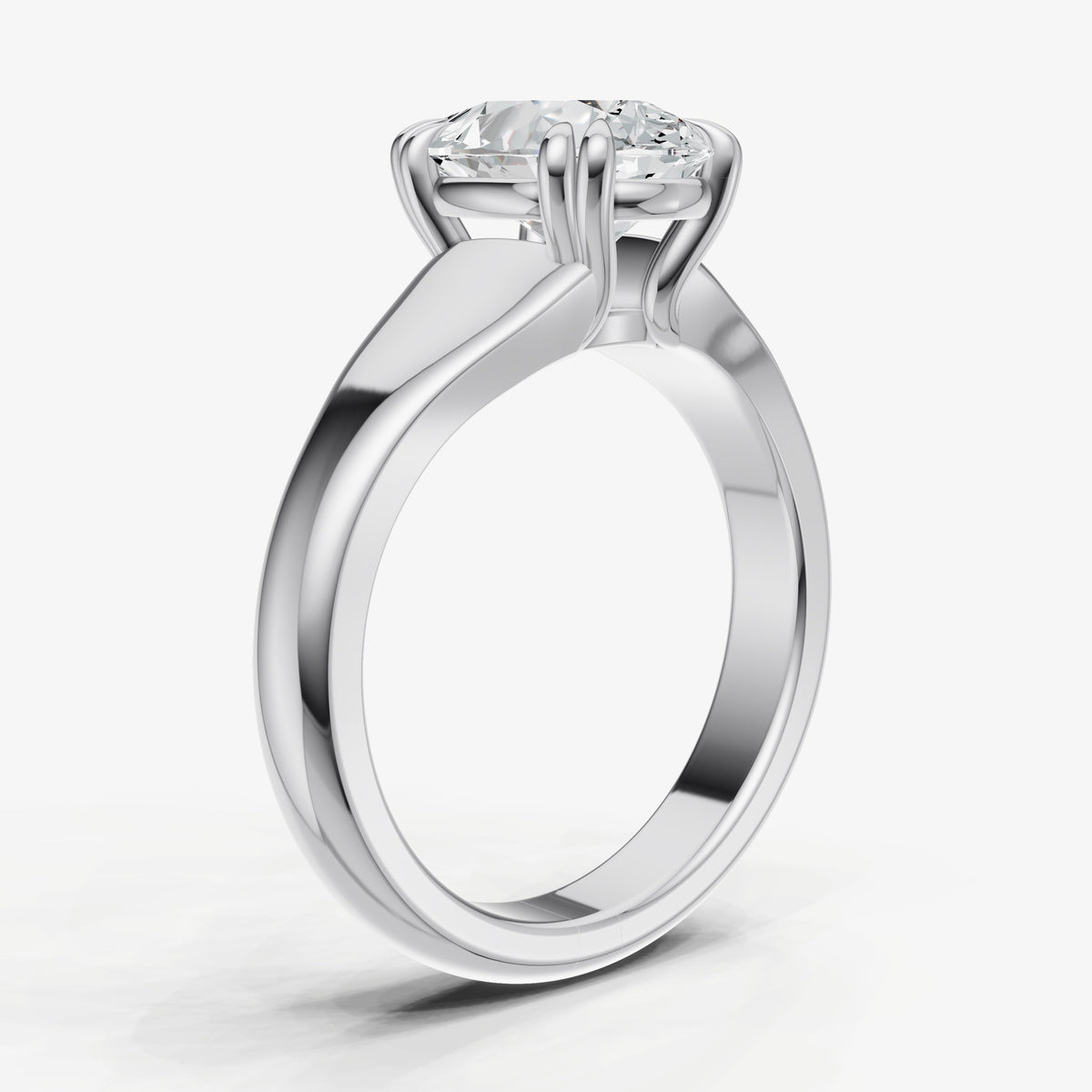 Large Taper Oval Engagment Ring with Double Claws