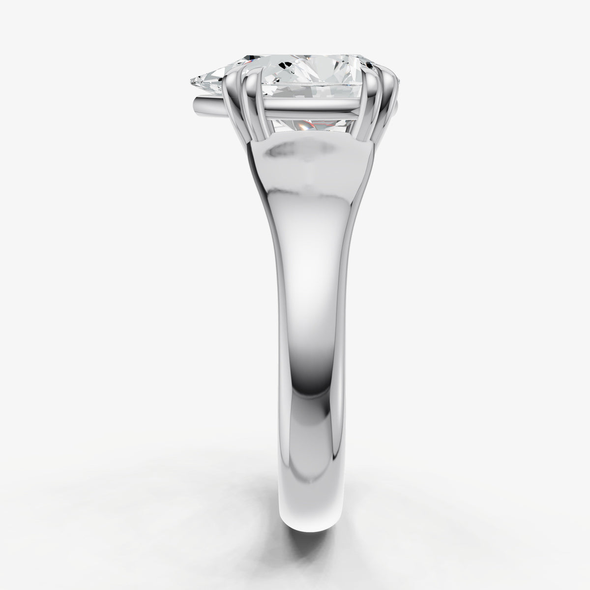 Large Taper Oval Engagment Ring with Double Claws