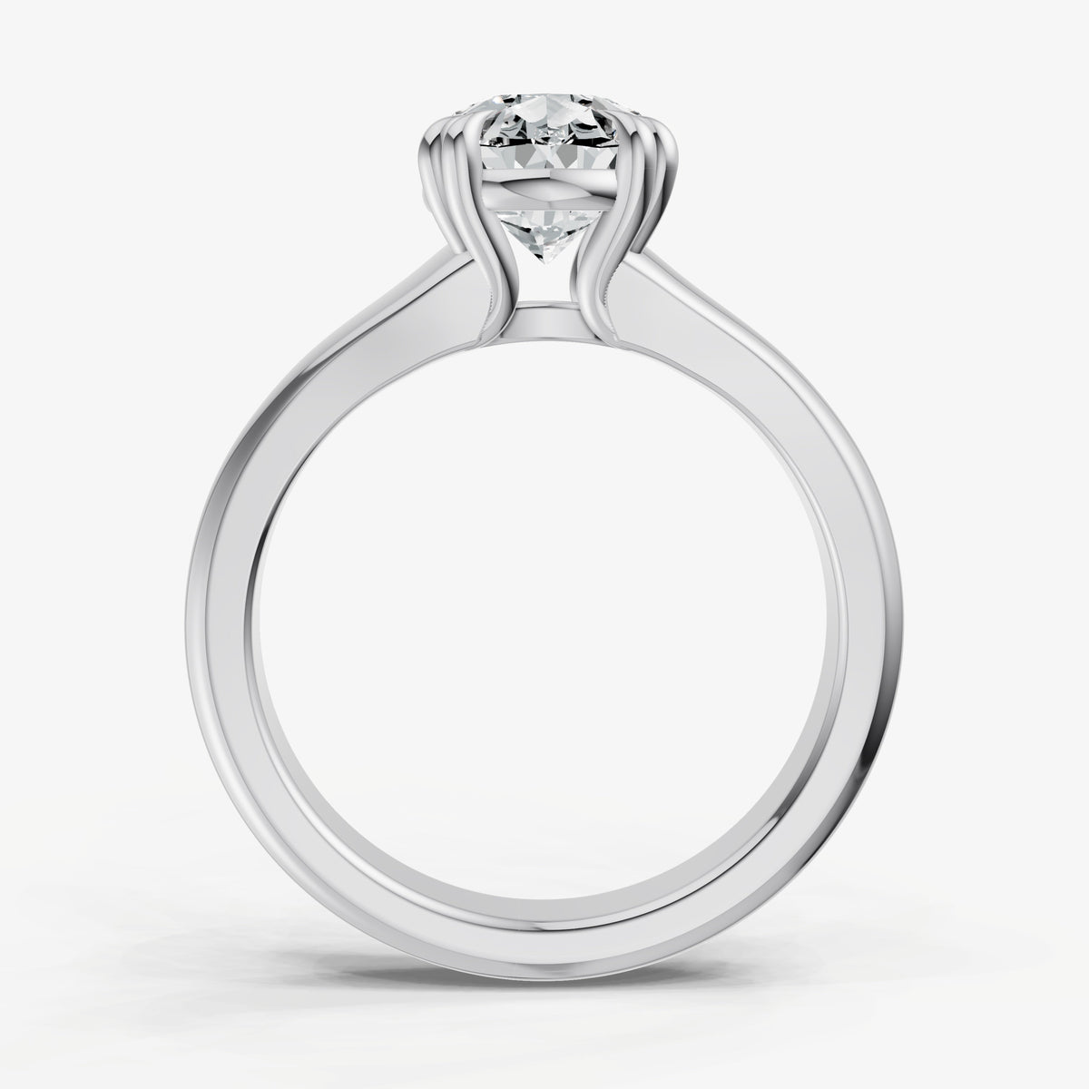 Large Taper Oval Engagment Ring with Double Claws