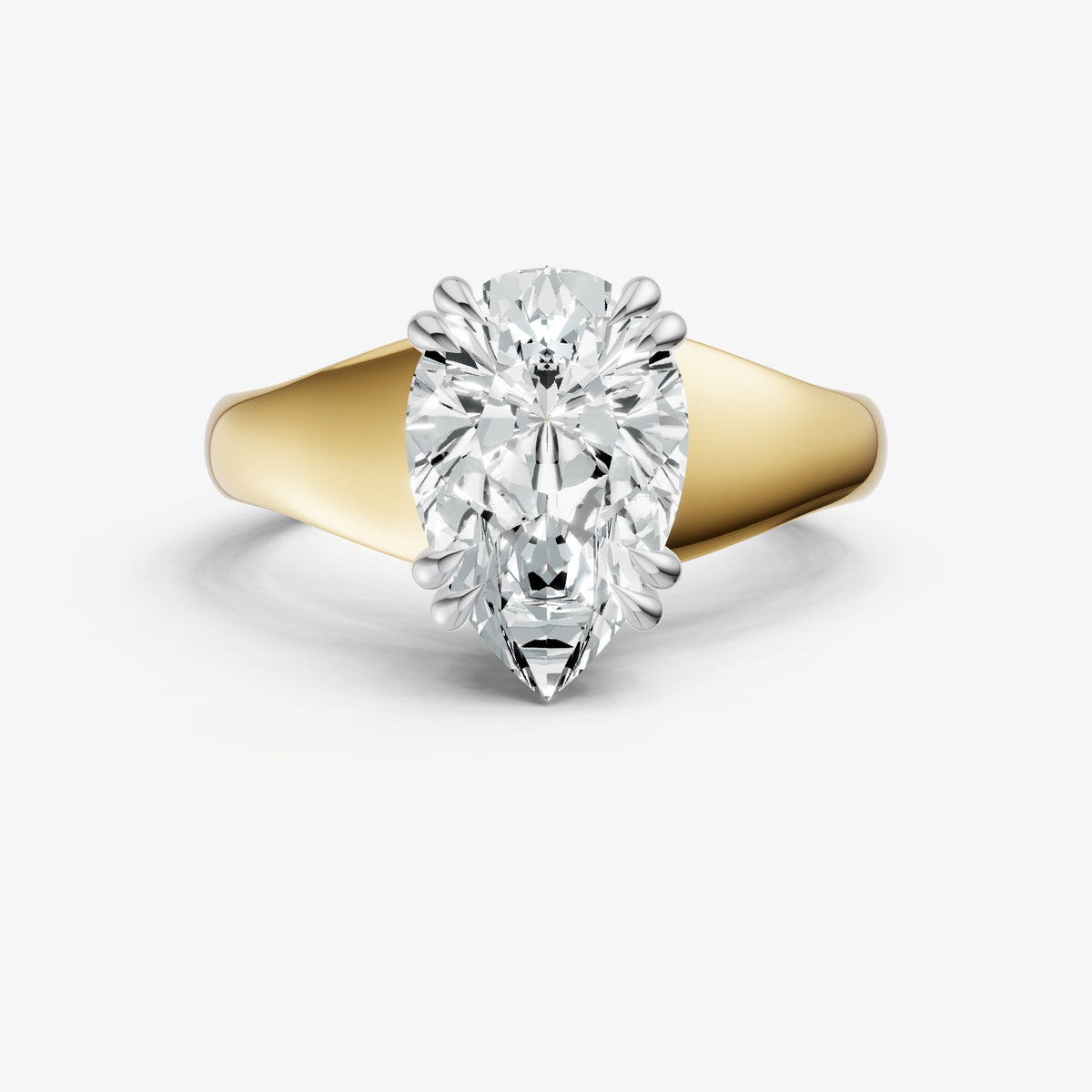 Large Taper Oval Engagment Ring with Double Claws