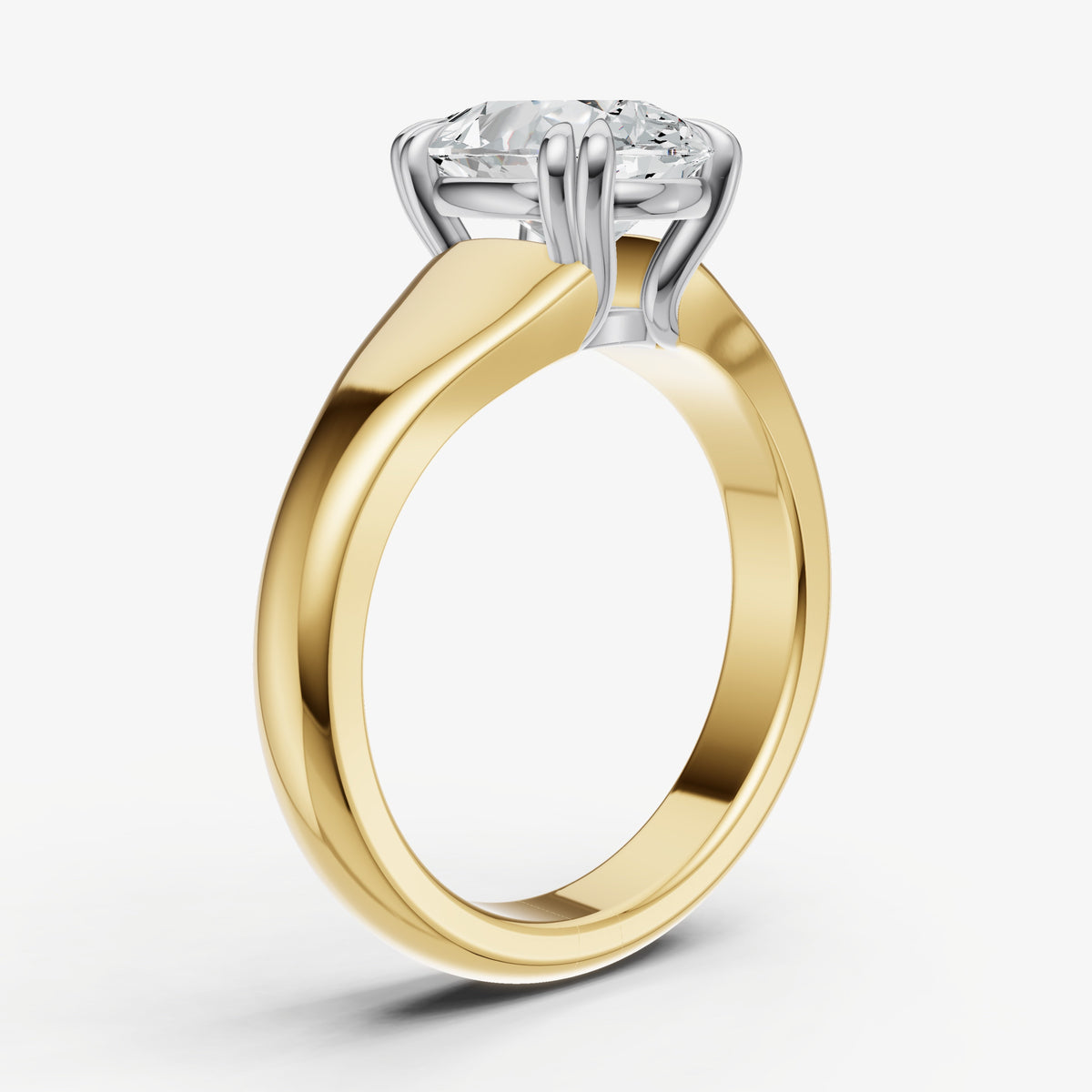 Large Taper Oval Engagment Ring with Double Claws