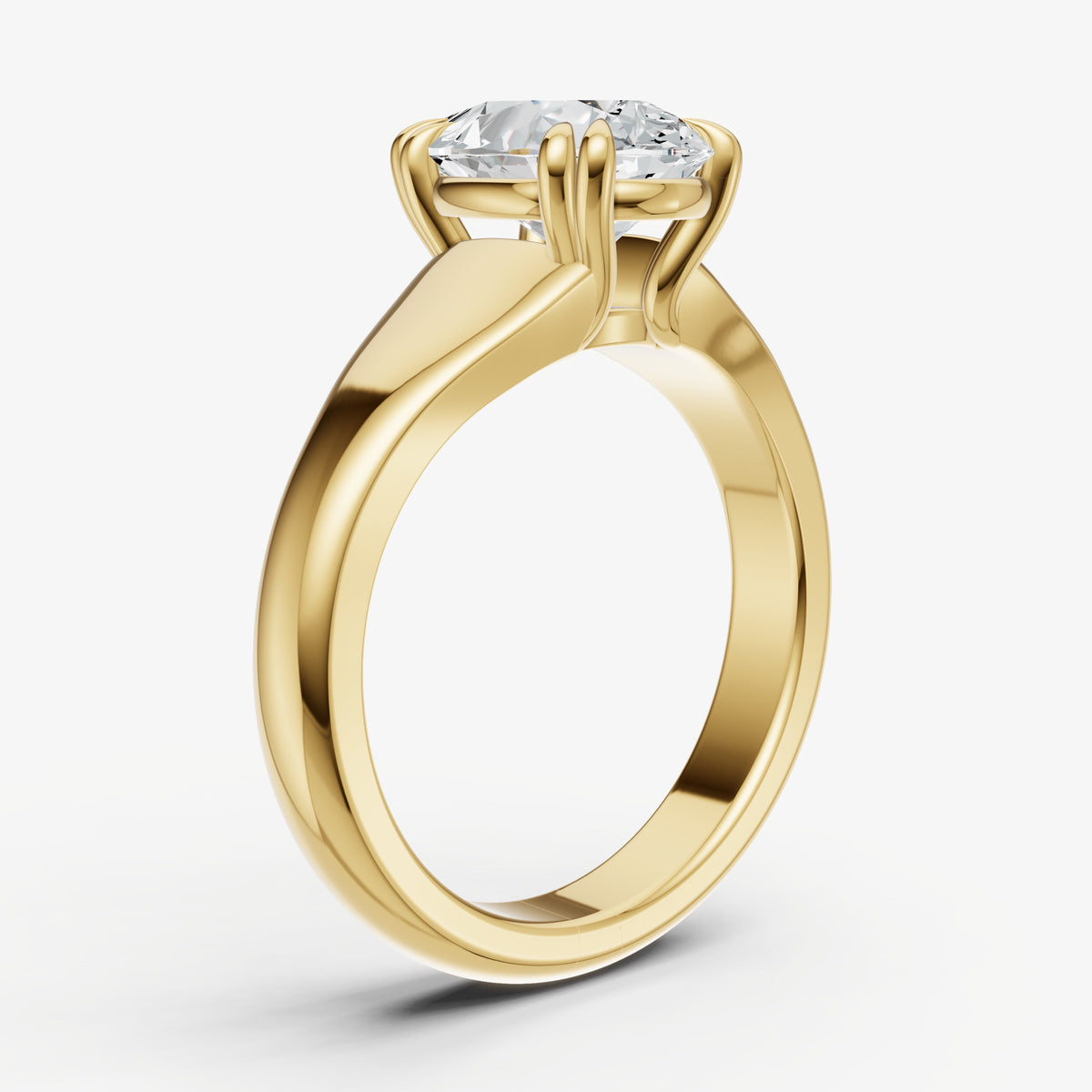 Large Taper Oval Engagment Ring with Double Claws