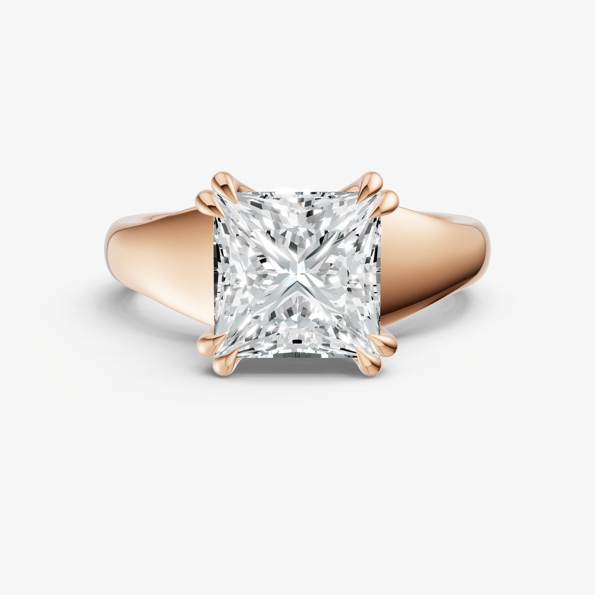 Large Taper Princess Engagment Ring with Double Claws