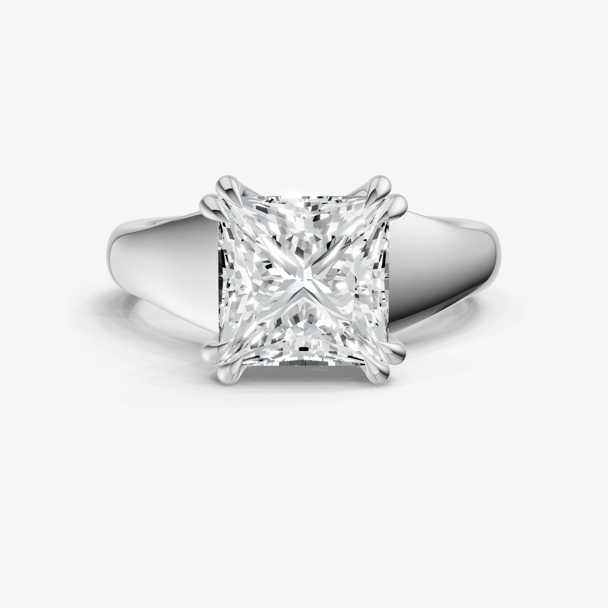 Large Taper Princess Engagment Ring with Double Claws