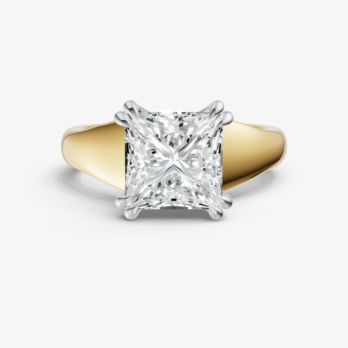 Large Taper Princess Engagment Ring with Double Claws
