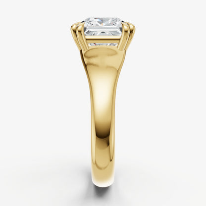 Large Taper Princess Engagment Ring with Double Claws