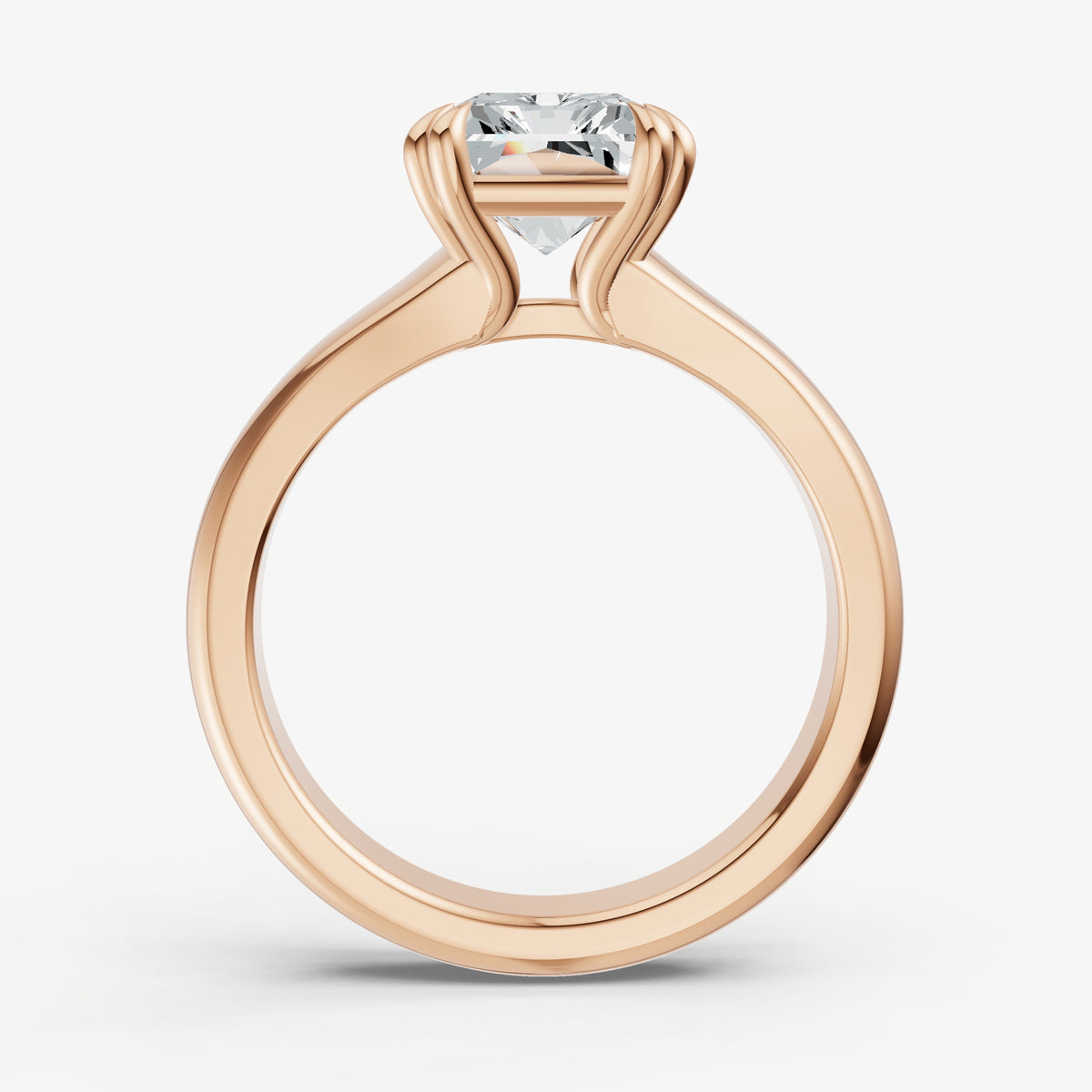 Large Taper Radiant Engagment Ring with Double Claws
