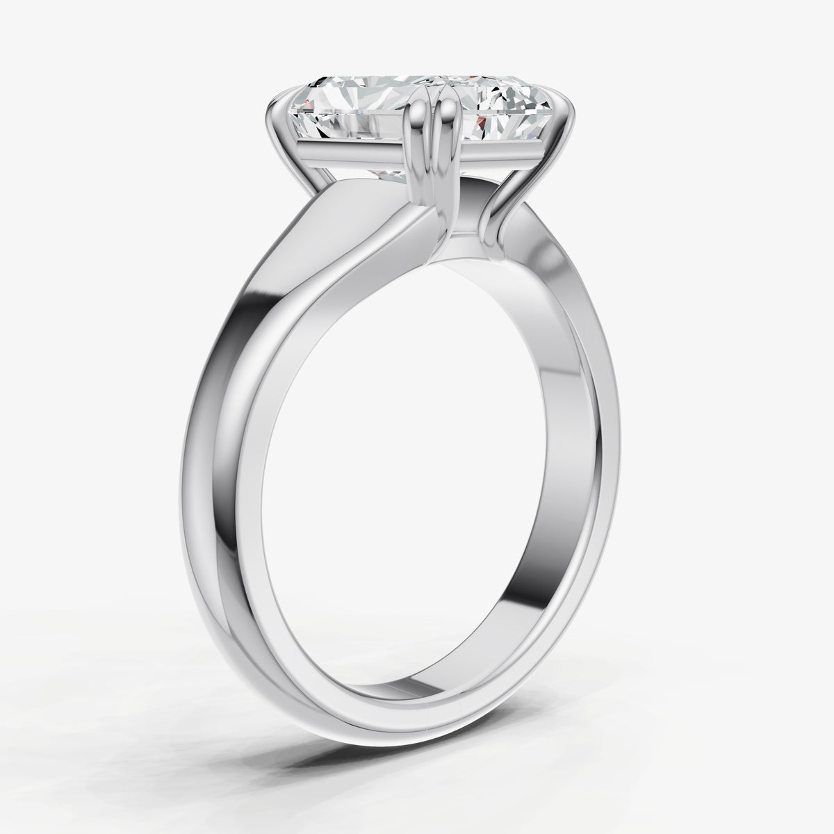 Large Taper Radiant Engagment Ring with Double Claws