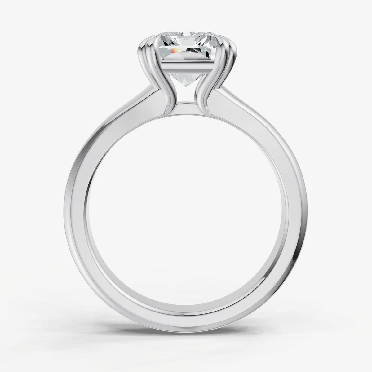 Large Taper Radiant Engagment Ring with Double Claws