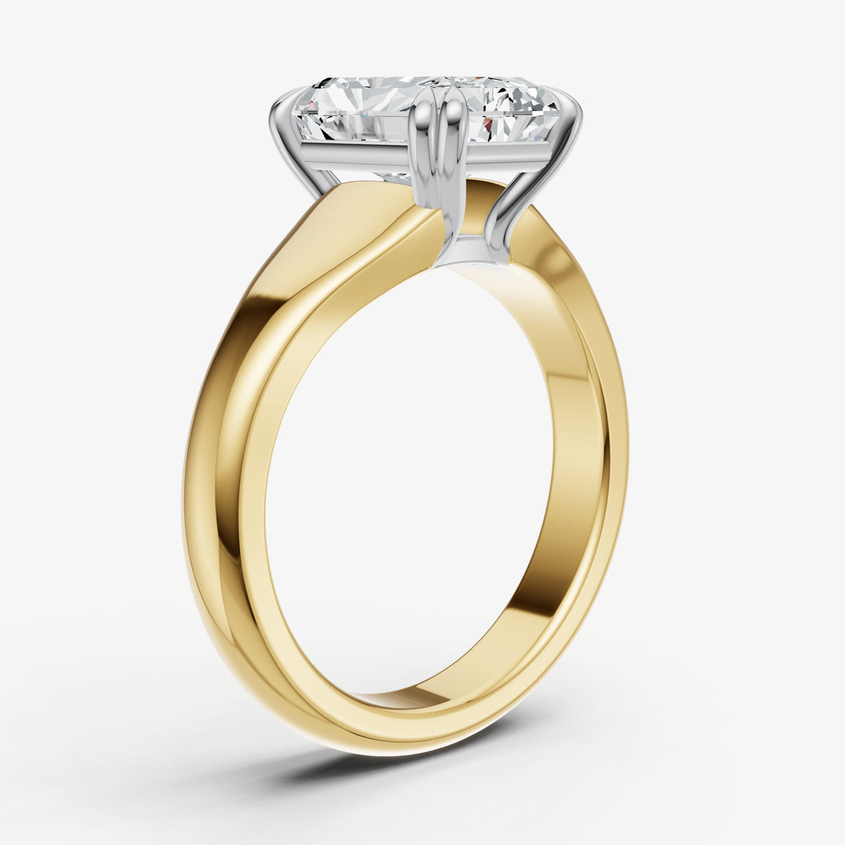 Large Taper Radiant Engagment Ring with Double Claws