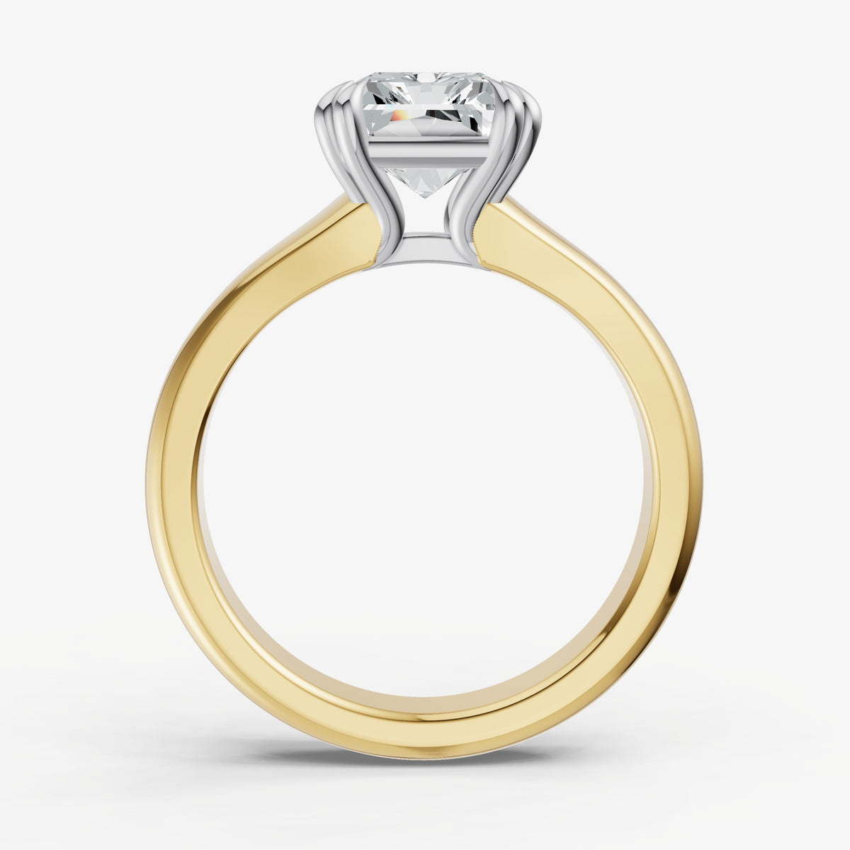 Large Taper Radiant Engagment Ring with Double Claws