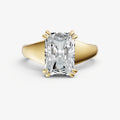 Large Taper Radiant Engagment Ring with Double Claws