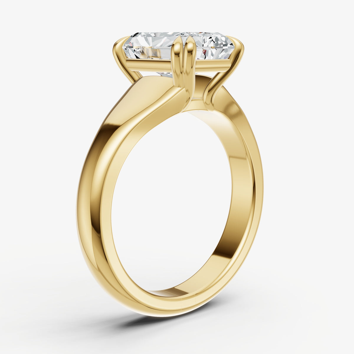 Large Taper Radiant Engagment Ring with Double Claws