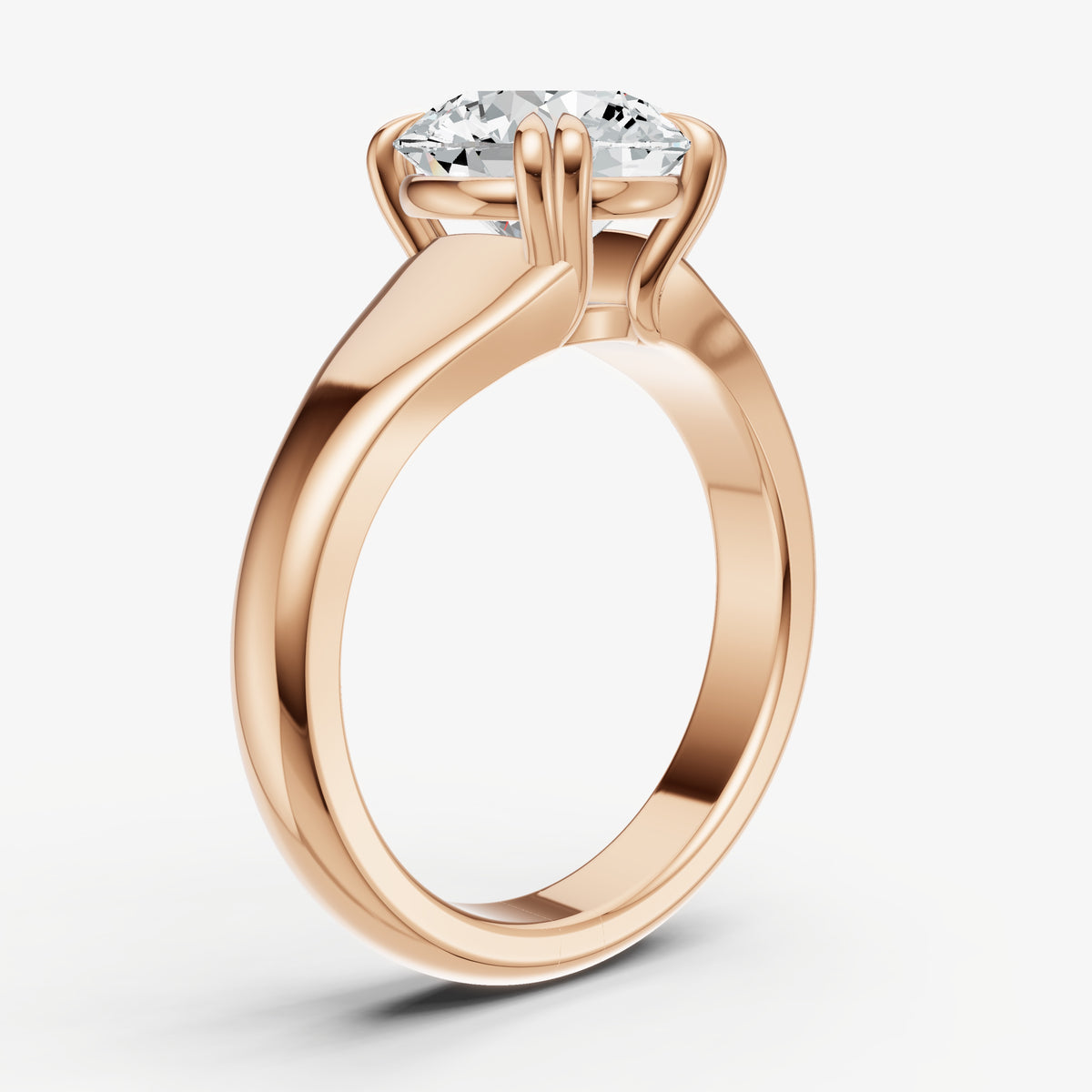 Large Taper Round Engagment Ring with Double Claws