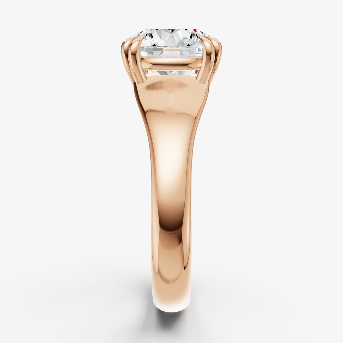 Large Taper Round Engagment Ring with Double Claws