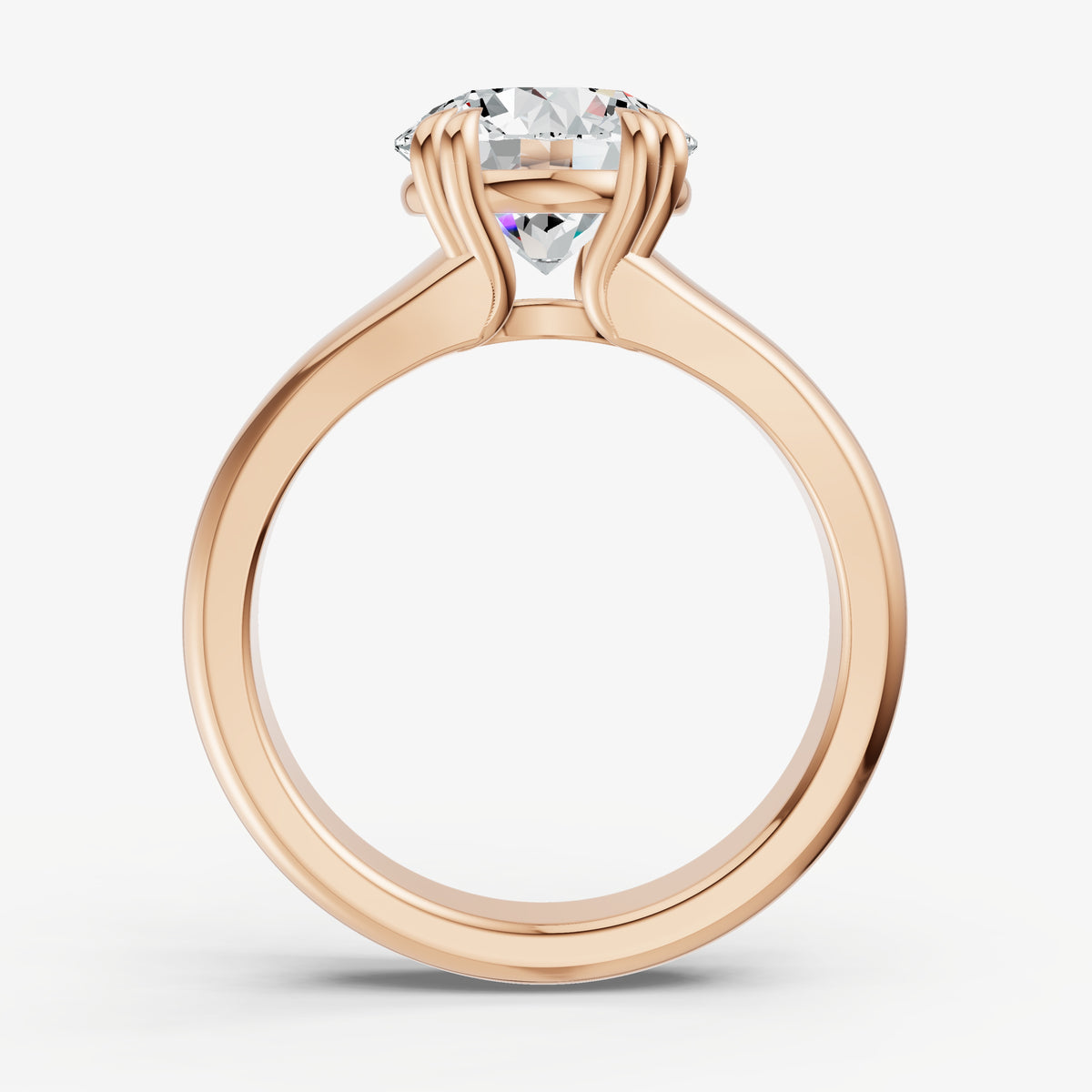 Large Taper Round Engagment Ring with Double Claws