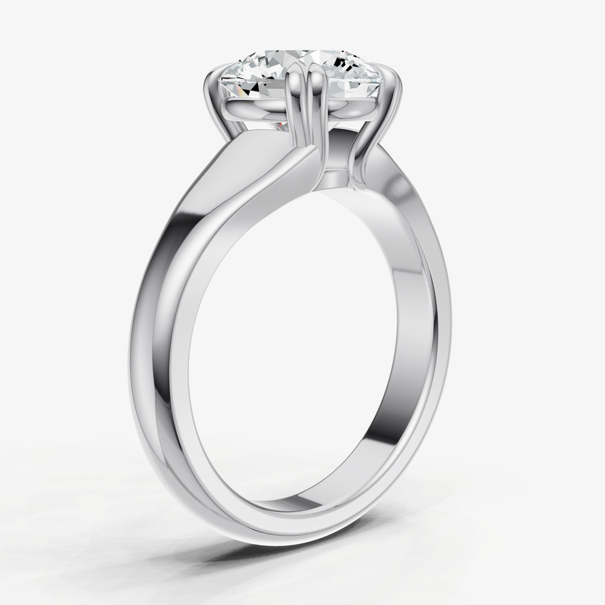 Large Taper Round Engagment Ring with Double Claws