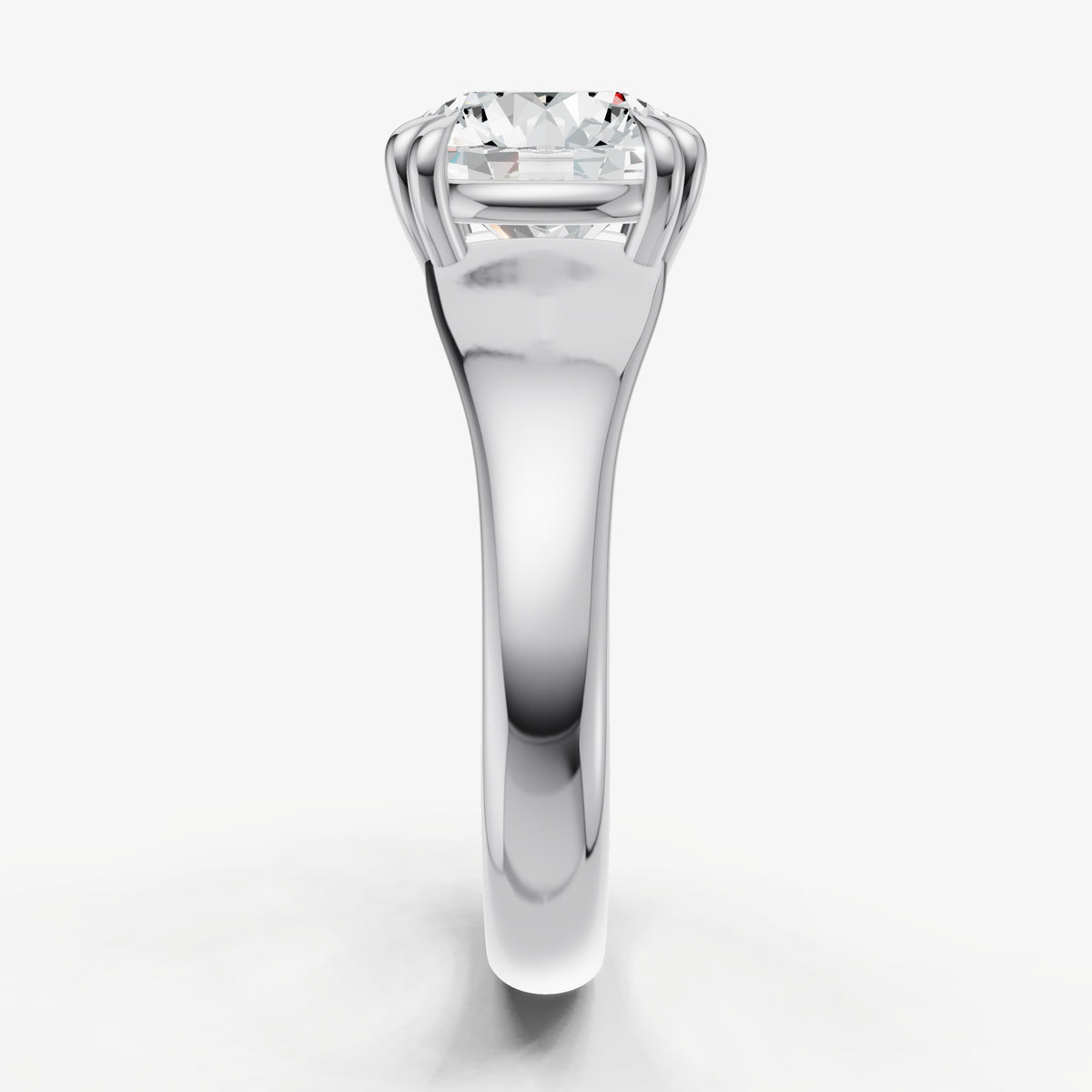 Large Taper Round Engagment Ring with Double Claws