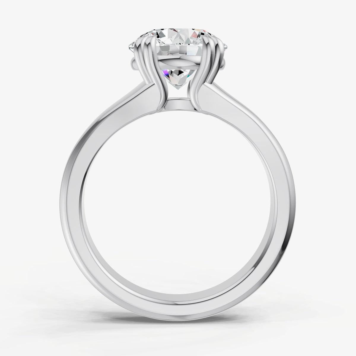 Large Taper Round Engagment Ring with Double Claws