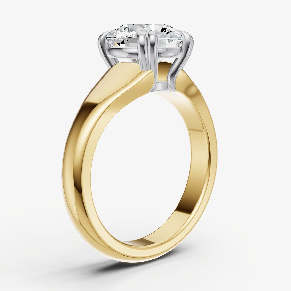 Large Taper Round Engagment Ring with Double Claws