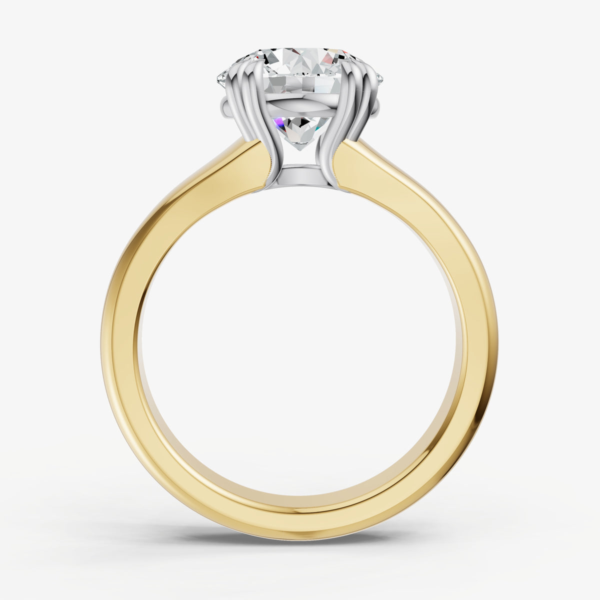 Large Taper Round Engagment Ring with Double Claws