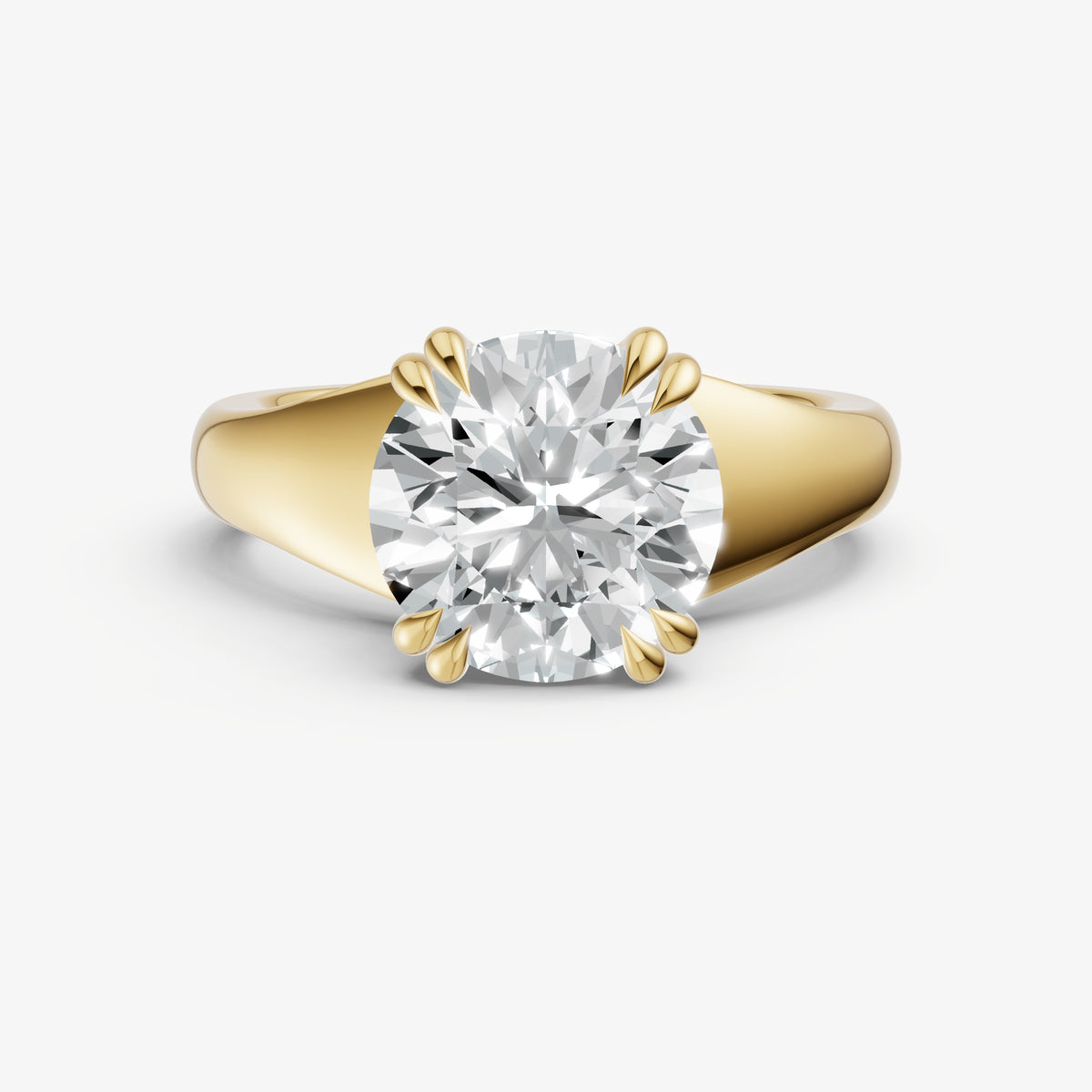 Large Taper Round Engagment Ring with Double Claws