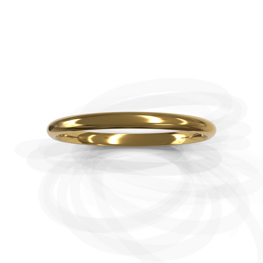 2mm High Dome Plain Wedding Band