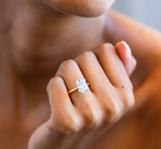 Triple Claw Signature Solitaire Engagement Ring with Radiant Cut Diamond