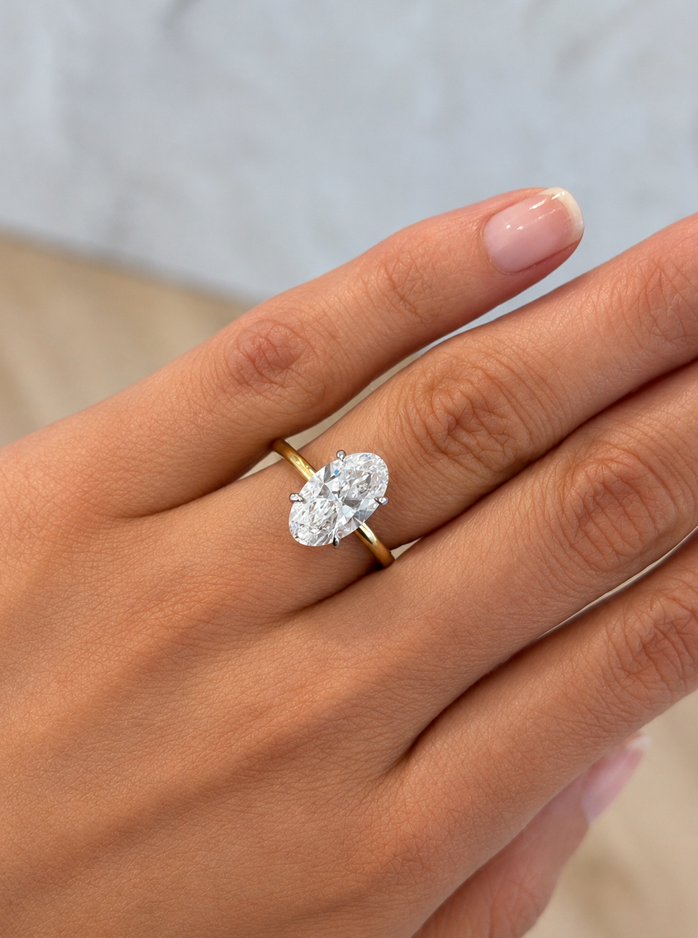 3.00ct Moval Signature Solitaire with Hidden Halo