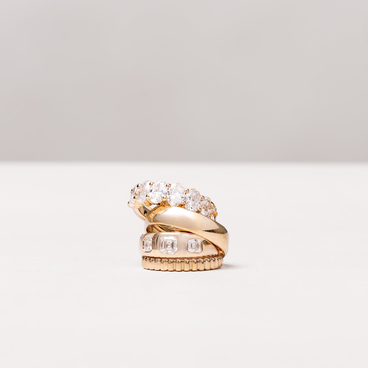 Diamond Set Gypsy Round Pinky Ring