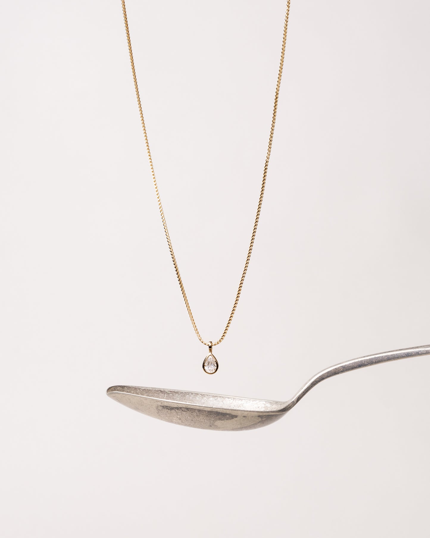 Pear 0.50ct Bezel Set Diamond Pendant Necklace