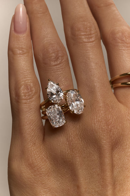 Pear Four Claw Solitaire Engagement Ring with Hidden Halo
