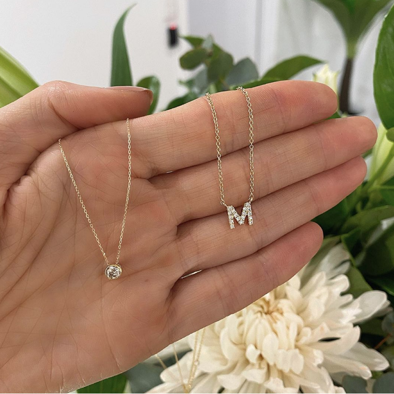 Custom Initial Diamond Necklace Unique Diamonds