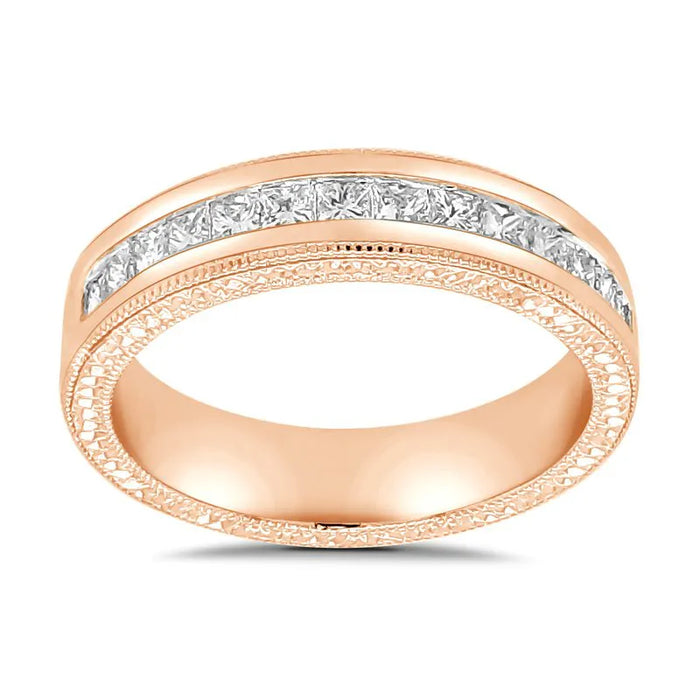 Channel Set Princess Cut Diamond Vintage Wedding Ring