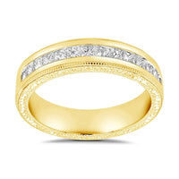 Channel Set Princess Cut Diamond Vintage Wedding Ring