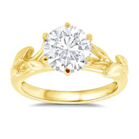 Round Leaf Solitaire Engagement Ring