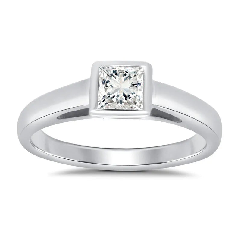Lab Grown Princess Bezel Engagement Ring