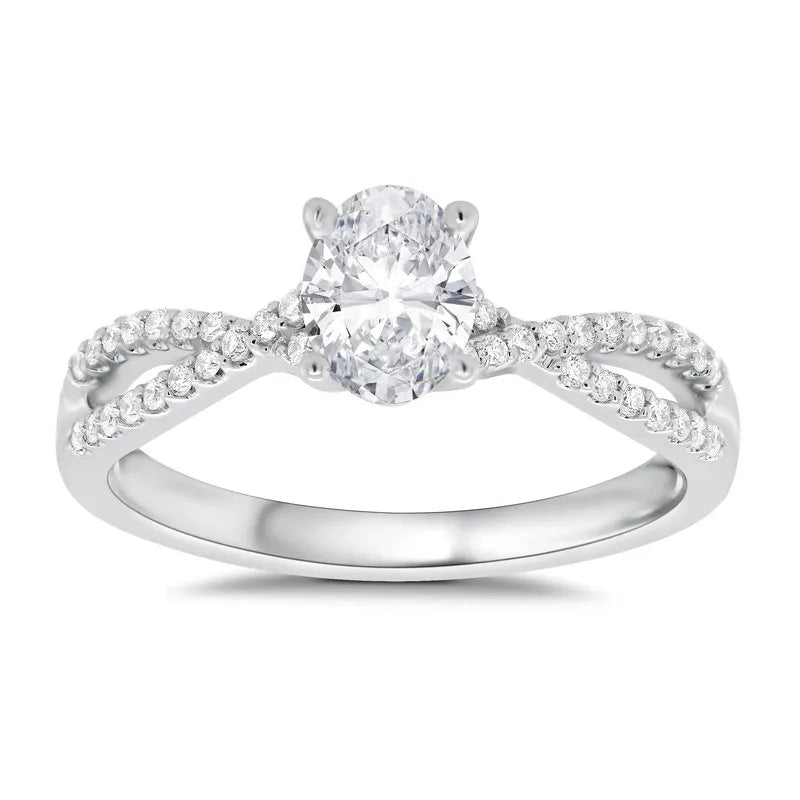 Lab Grown Oval Twist Engagement Ring