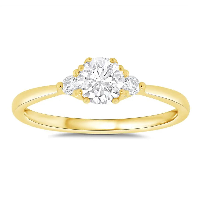 Lab Grown Round Rosemary Trilogy Engagement Ring