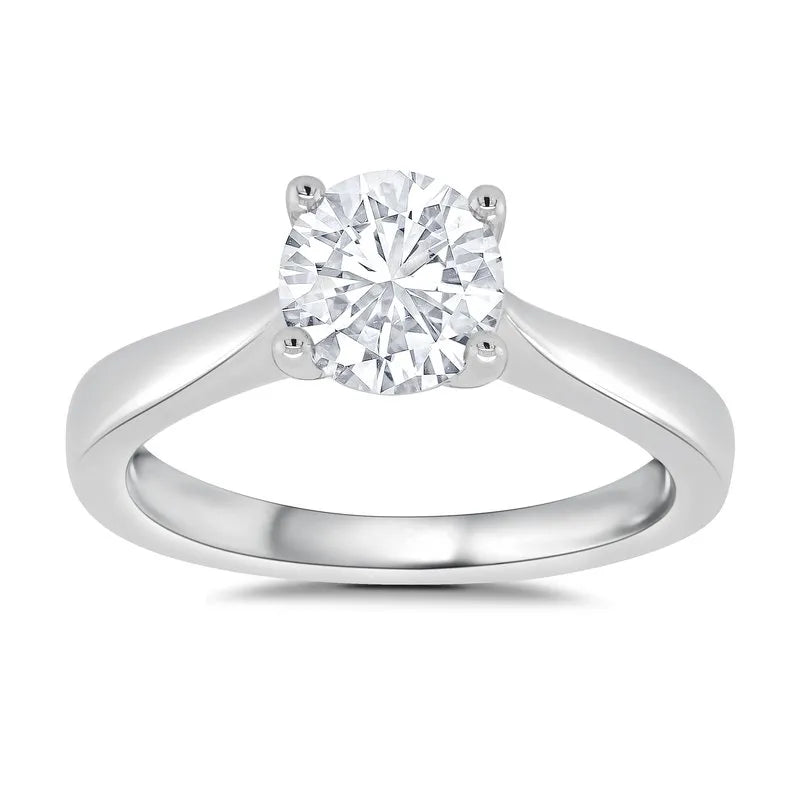 Lab Grown Round Cathedral Solitaire Engagement Ring