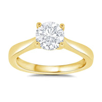 Lab Grown Round Cathedral Solitaire Engagement Ring